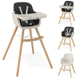 3-in-1 Convertible Wooden High Chair with Cushion