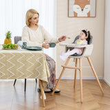 3-in-1 Convertible Wooden High Chair with Cushion