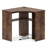 Corner Computer Desk Triangle Home Office Desk with Adjustable Shelf and Arc-Shaped Profile