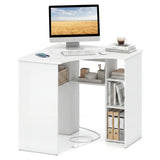 Corner Computer Desk Triangle Home Office Desk with Adjustable Shelf and Arc-Shaped Profile