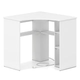 Corner Computer Desk Triangle Home Office Desk with Adjustable Shelf and Arc-Shaped Profile