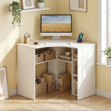 Corner Computer Desk Triangle Home Office Desk with Adjustable Shelf and Arc-Shaped Profile