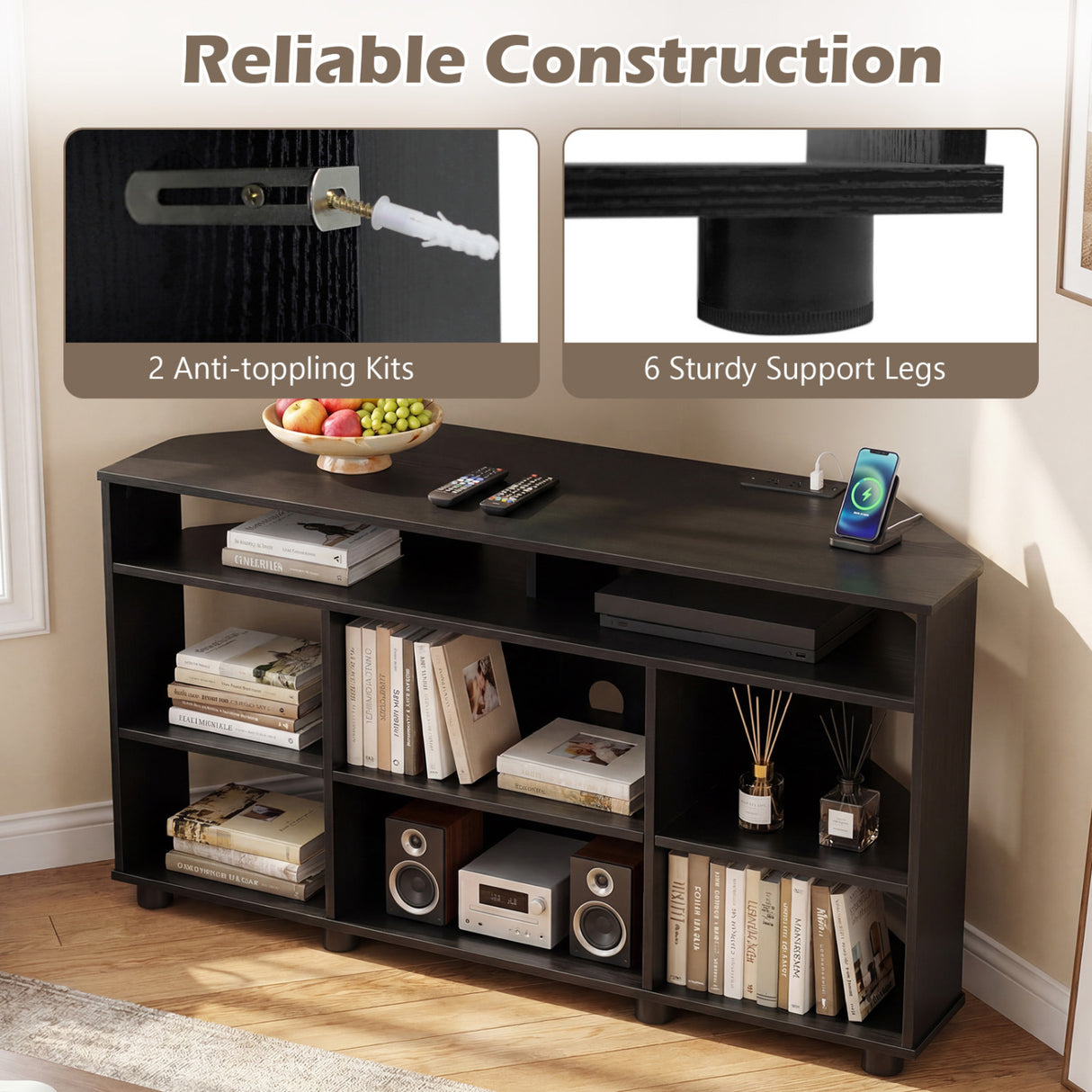 Corner Entertainment Center TV Stand for TVs up to 55 Inch