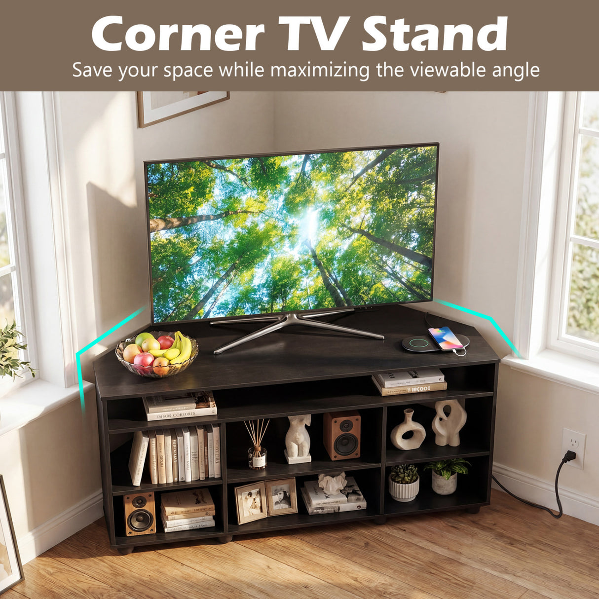 Corner Entertainment Center TV Stand for TVs up to 55 Inch