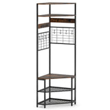 5-Tier Corner Hall Tree with Shoe Storage Bench