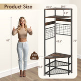 5-Tier Corner Hall Tree with Shoe Storage Bench