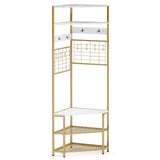 5-Tier Corner Hall Tree with Shoe Storage Bench