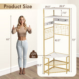 5-Tier Corner Hall Tree with Shoe Storage Bench
