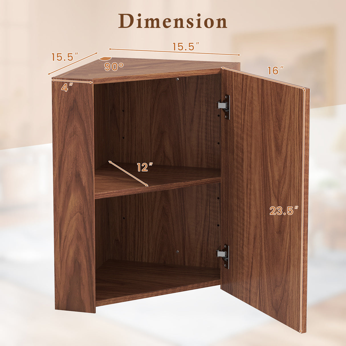 Corner Medicine Cabinet with Mirror with Open Mirror Door and Adjustable Shelf
