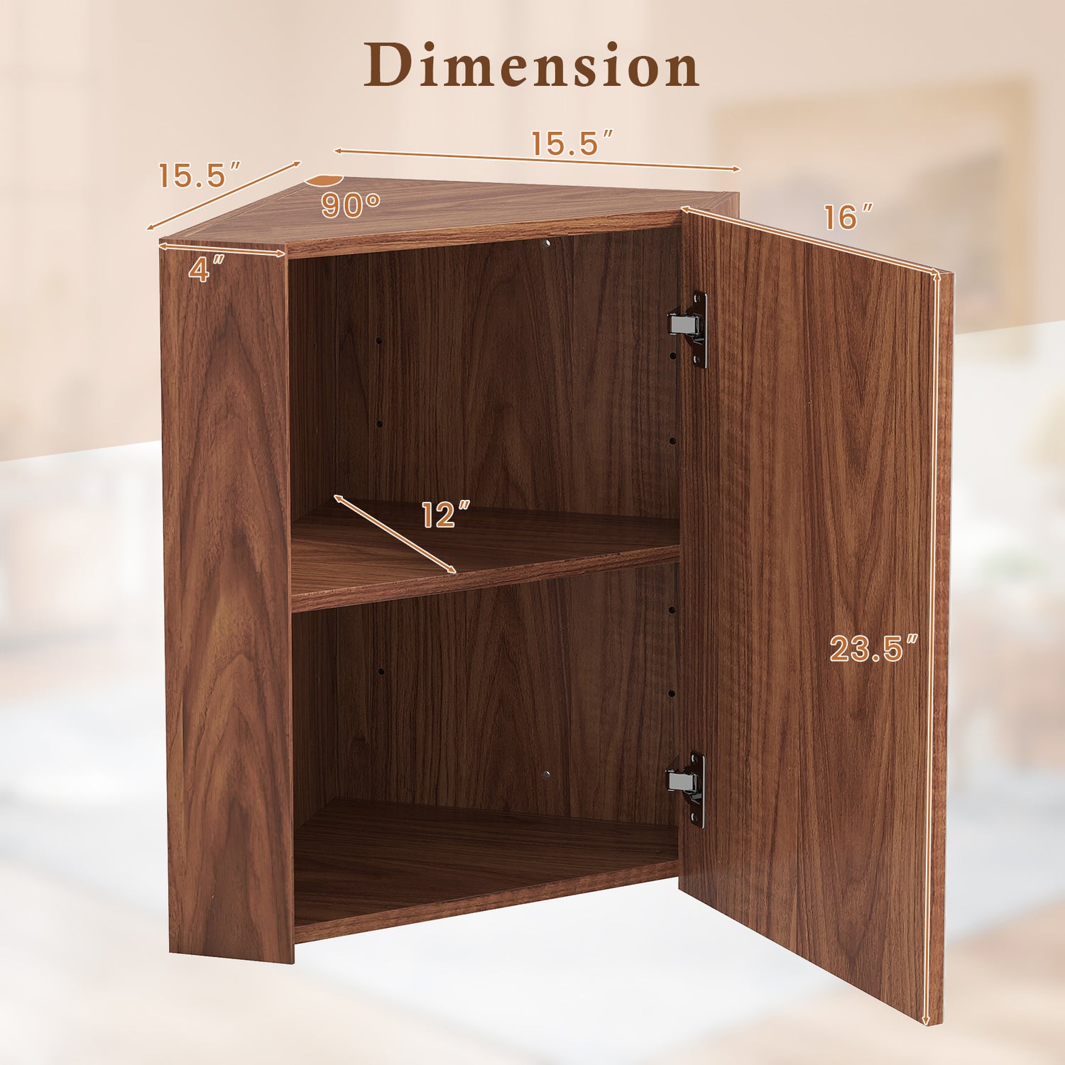 Corner Medicine Cabinet with Mirror with Open Mirror Door and Adjustable Shelf