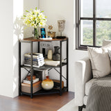 Corner Printer Stand with Power Outlet 3-Tier Storage Rack with Adjustable Shelf