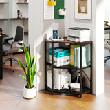 Corner Printer Stand with Power Outlet 3-Tier Storage Rack with Adjustable Shelf