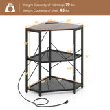 Corner Printer Stand with Power Outlet 3-Tier Storage Rack with Adjustable Shelf