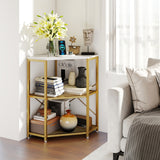 Corner Printer Stand with Power Outlet 3-Tier Storage Rack with Adjustable Shelf