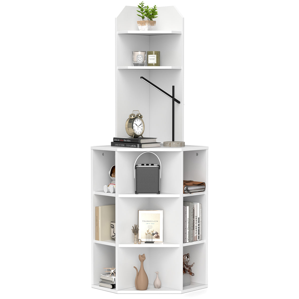6-Tier Corner Shelf with Charging Station and 2 USB Ports