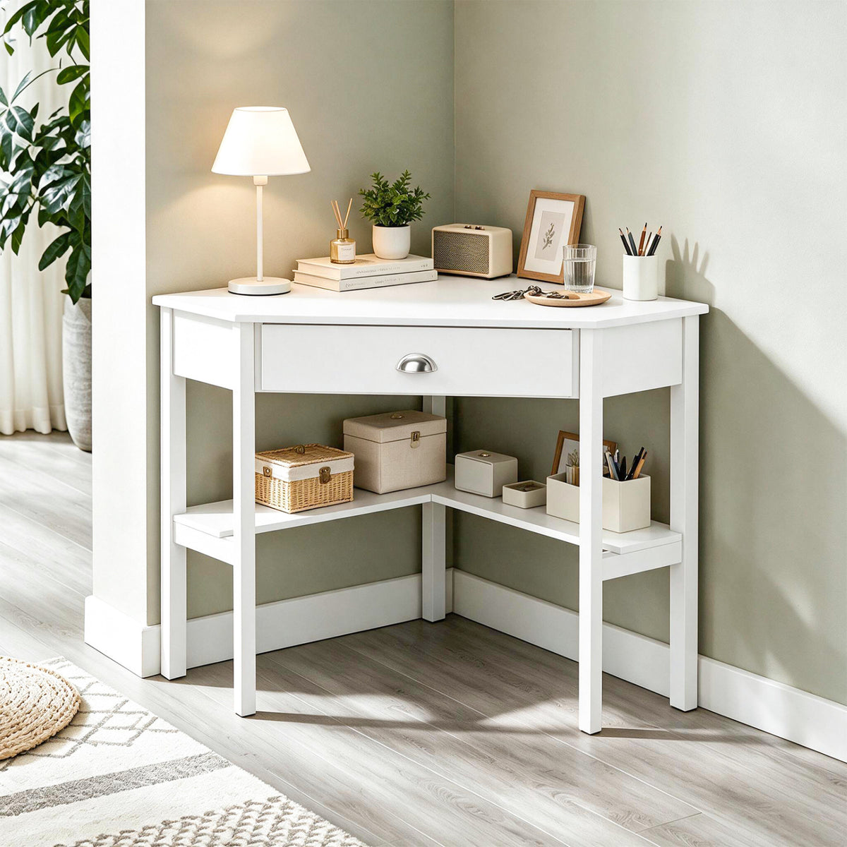 Corner Wooden Piece Laptop Computer Desk