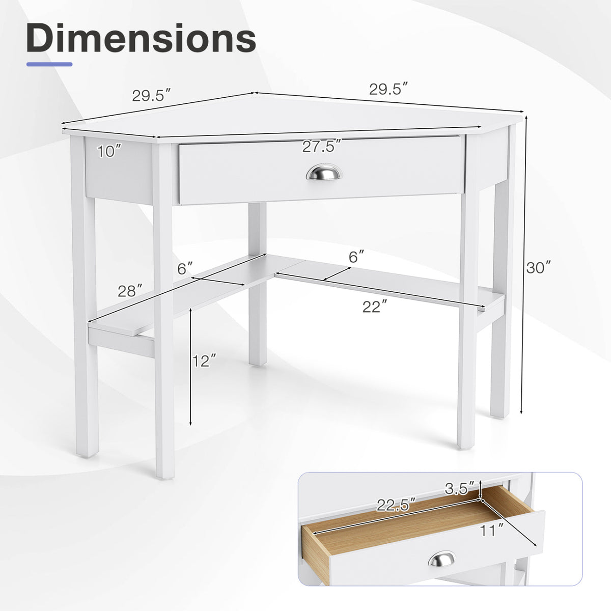 Corner Wooden Piece Laptop Computer Desk