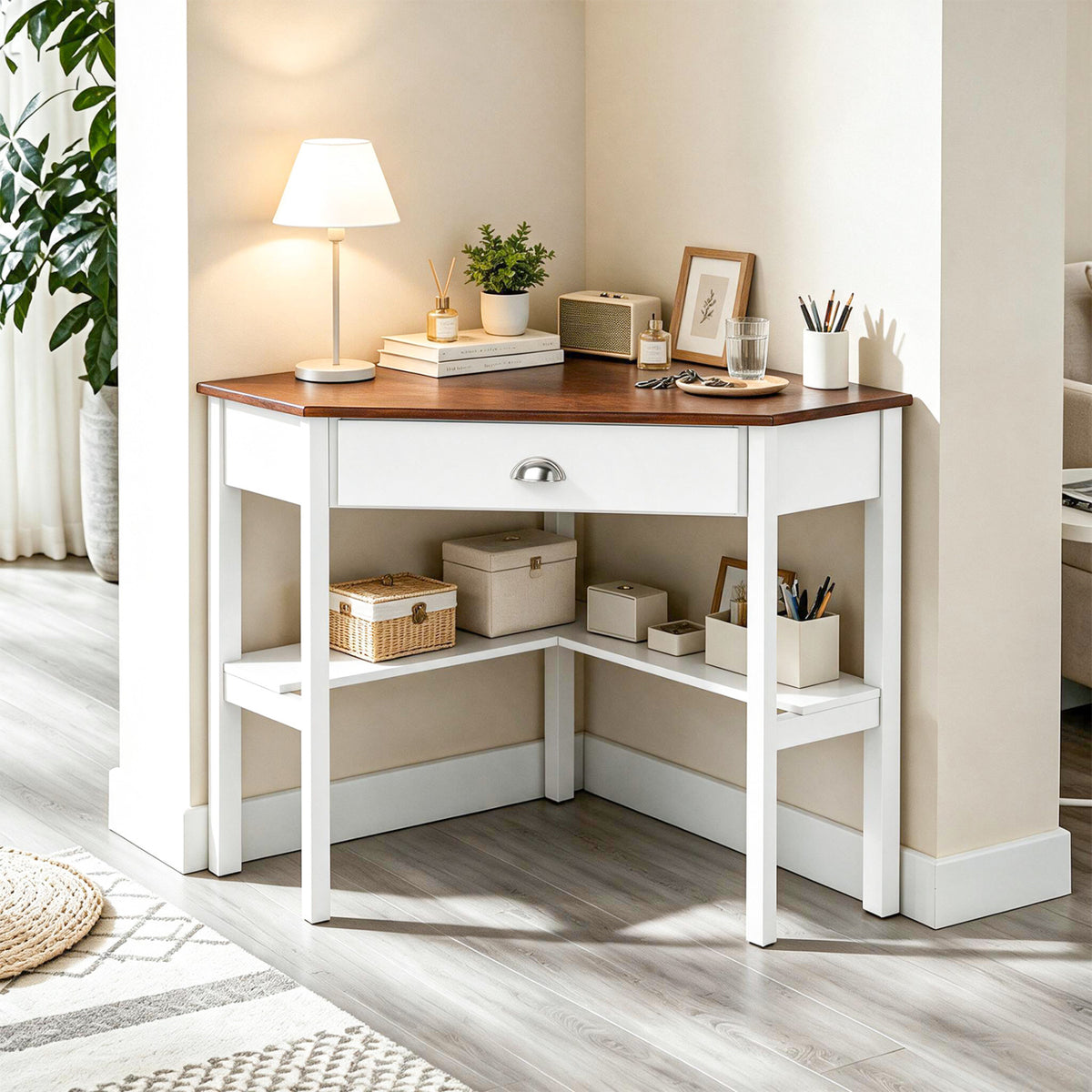 Corner Wooden Piece Laptop Computer Desk