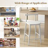 Counter Height Bar Chair Set with Acacia Wood Frame and Supporting Legs-White