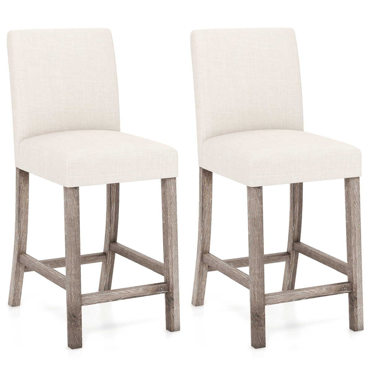 Counter Height Bar Stools Set of 2 with Back and Footrest