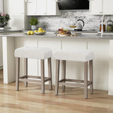 Modern Counter Height Bar Stools Set of 2 with Rubber Wood Legs