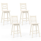 Swivel 24-Inch Counter Height Stool Set of 2 with Inclined Backrest-Cream