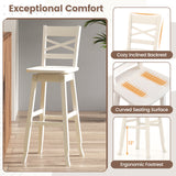 Swivel 30-Inch Bar Height Stool Set of 2 with Footrest-Cream White