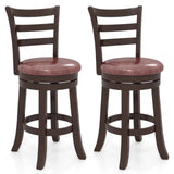 Counter Height Swivel Barstools Set of 2 with Faux Leather Seat and Wrap-around Footrest