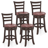 Counter Height Swivel Barstools Set of 2 with Faux Leather Seat and Wrap-around Footrest