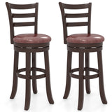 Counter Height Swivel Barstools Set of 2 with Faux Leather Seat and Wrap-around Footrest