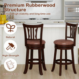 Counter Height Swivel Bar Stools Set of 2 with Back and Solid Rubber Frame