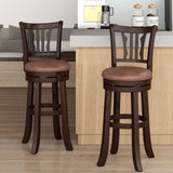 Counter Height Swivel Bar Stools Set of 2 with Back and Solid Rubber Frame