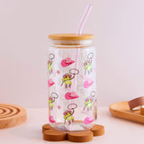 Cowgirl Frog 16 oz Glass Cup Set