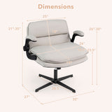 Criss Cross Chair with Flip-up Arms Ergonomic Office Desk Chair with Adjustable Height Wide Backrest Padded Seat-Beige