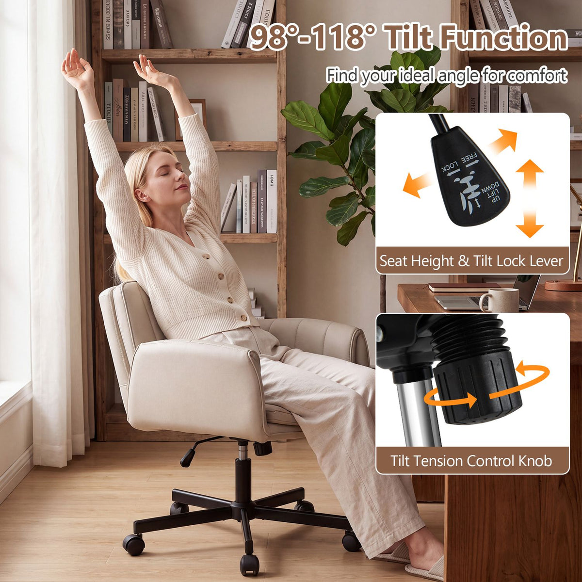 Criss Cross Office Chair with 5-Level Adjustable Arms and Wheels