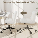 Cross Legged Chair with Wheels with Padded Seat Adjustable Height for Bedroom Study-Beige