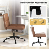 Height-adjustable Armless Desk Chair with Wheels for Home Office Make Up