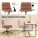 Height-adjustable Armless Desk Chair with Wheels for Home Office Make Up