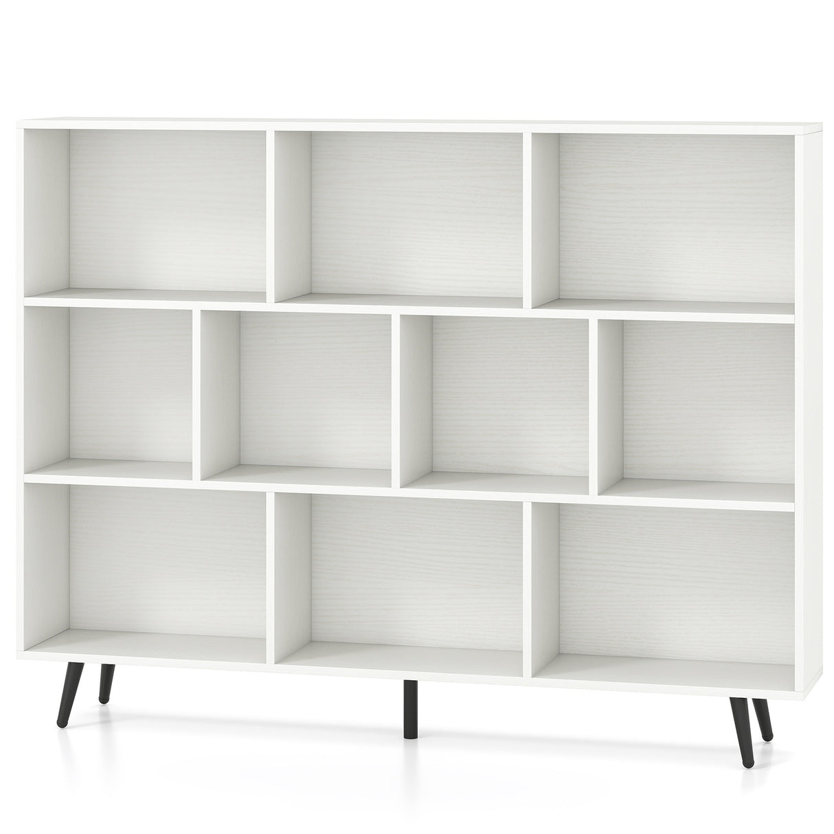 8-Cube Bookcase with 5 Tapered Metal Legs