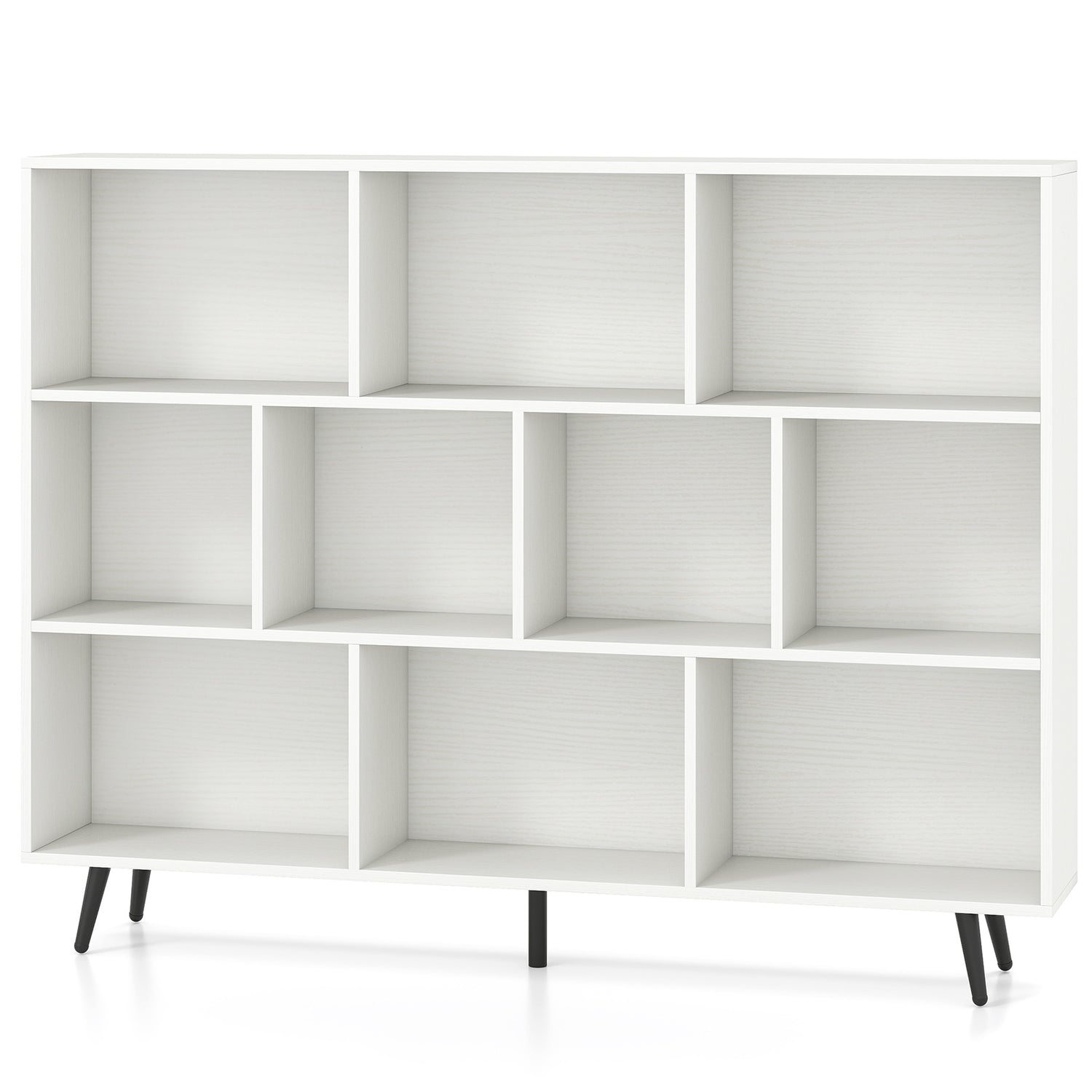 8-Cube Bookcase with 5 Tapered Metal Legs