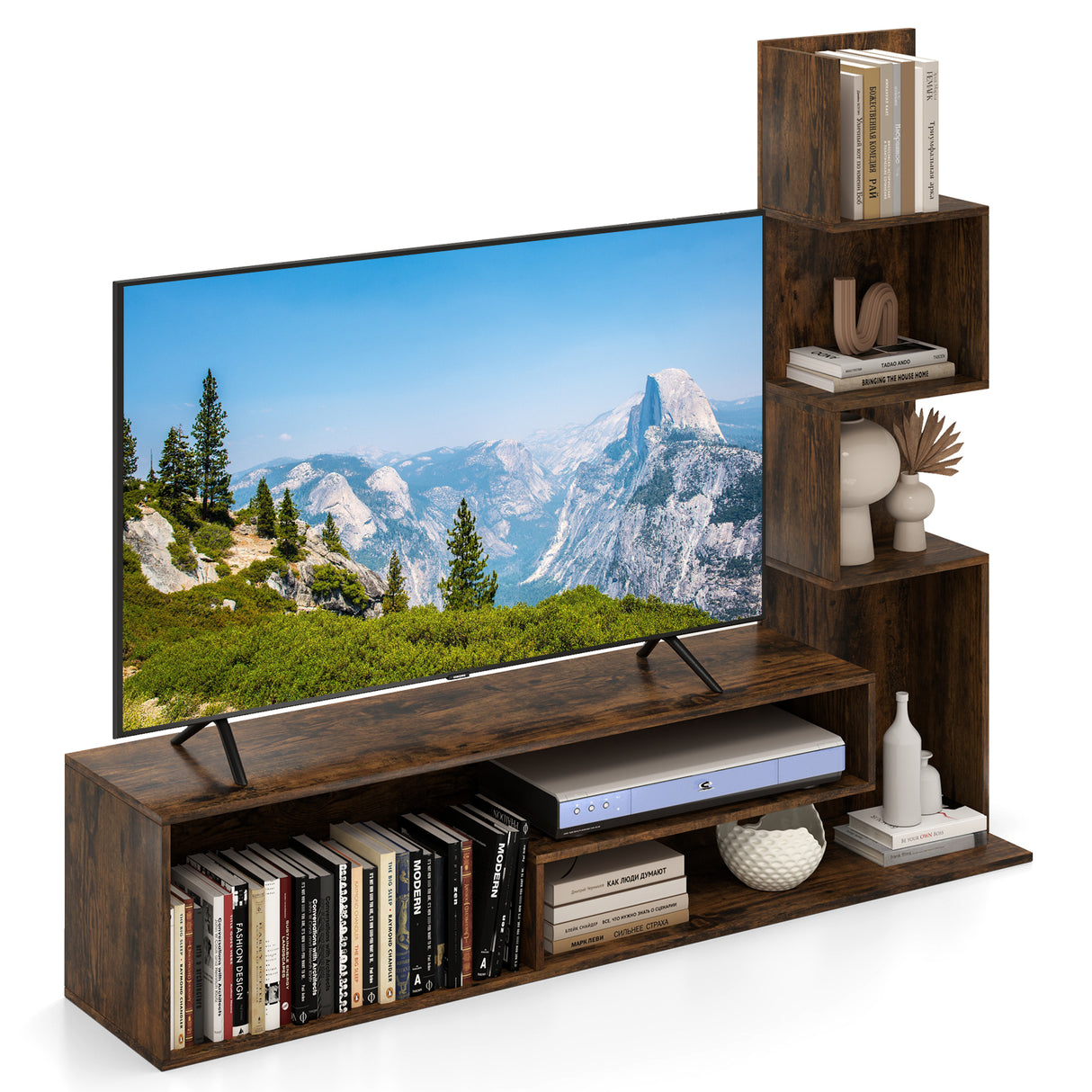 Cube TV Stand for TVs up to 50 Inch Media Console Table with Storage Shelves
