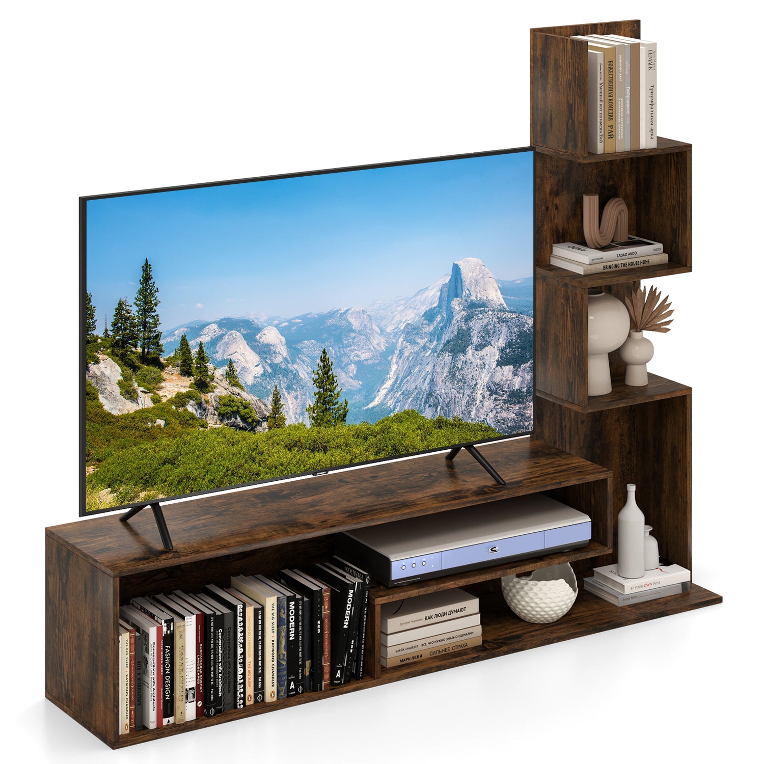 Cube TV Stand for TVs up to 50 Inch Media Console Table with Storage Shelves