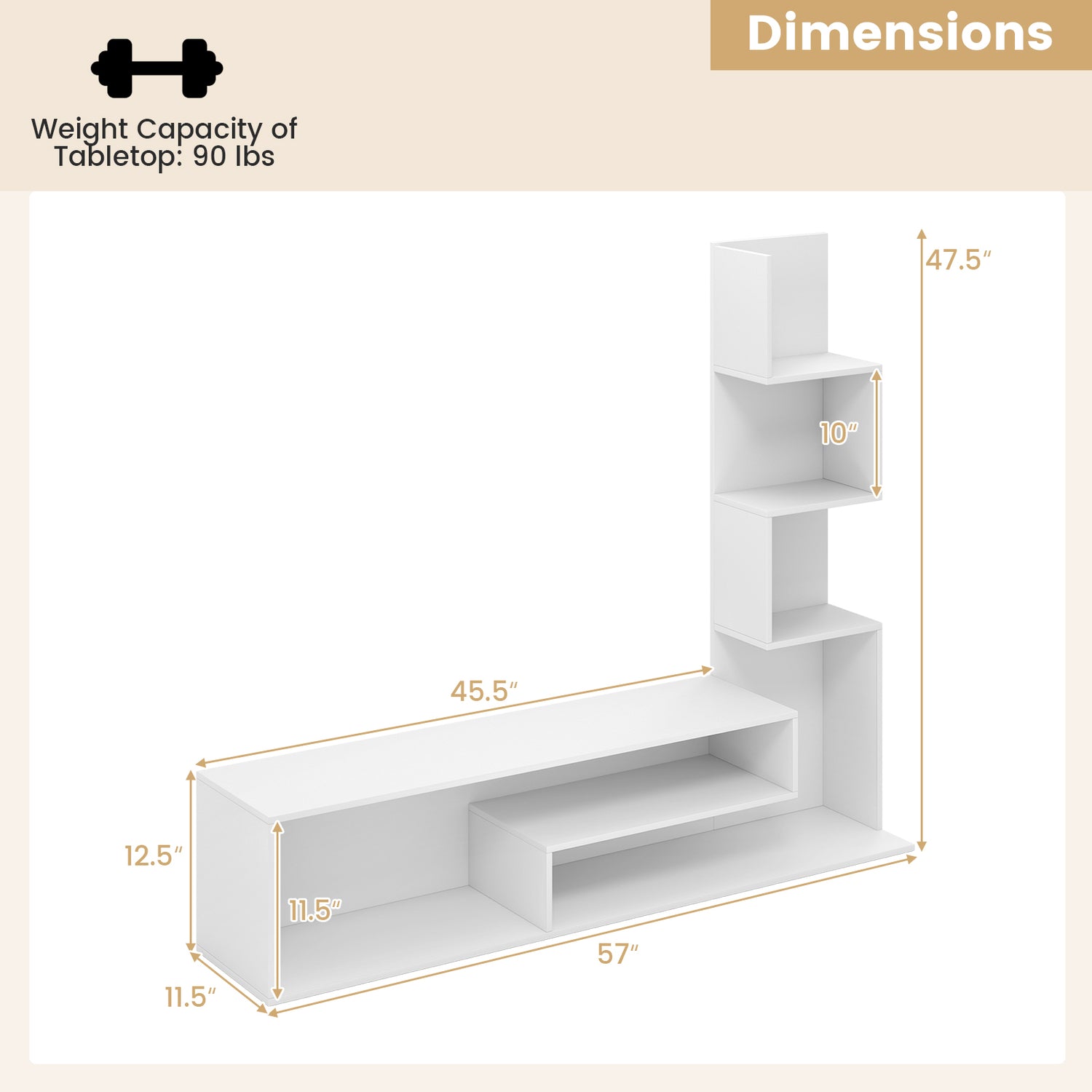 Cube TV Stand for TVs up to 50 Inch Media Console Table with Storage Shelves