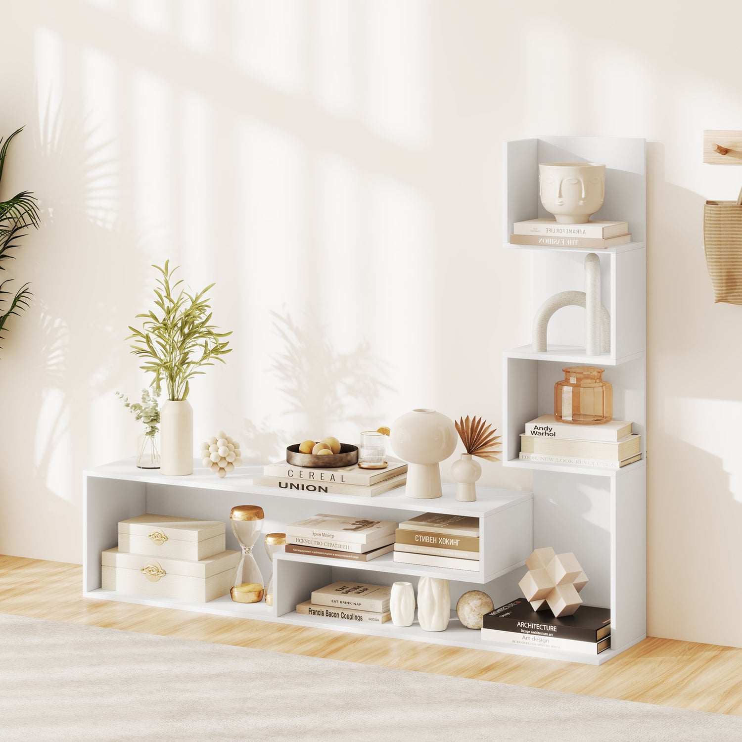 Cube TV Stand for TVs up to 50 Inch Media Console Table with Storage Shelves
