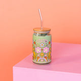 Can Glass w/ Lid + Straw