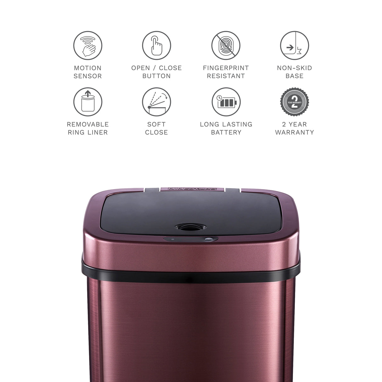 Rectangular Motion Sensor Trash Can 3.2 Gallon Stainless Steel | DZT-12-5