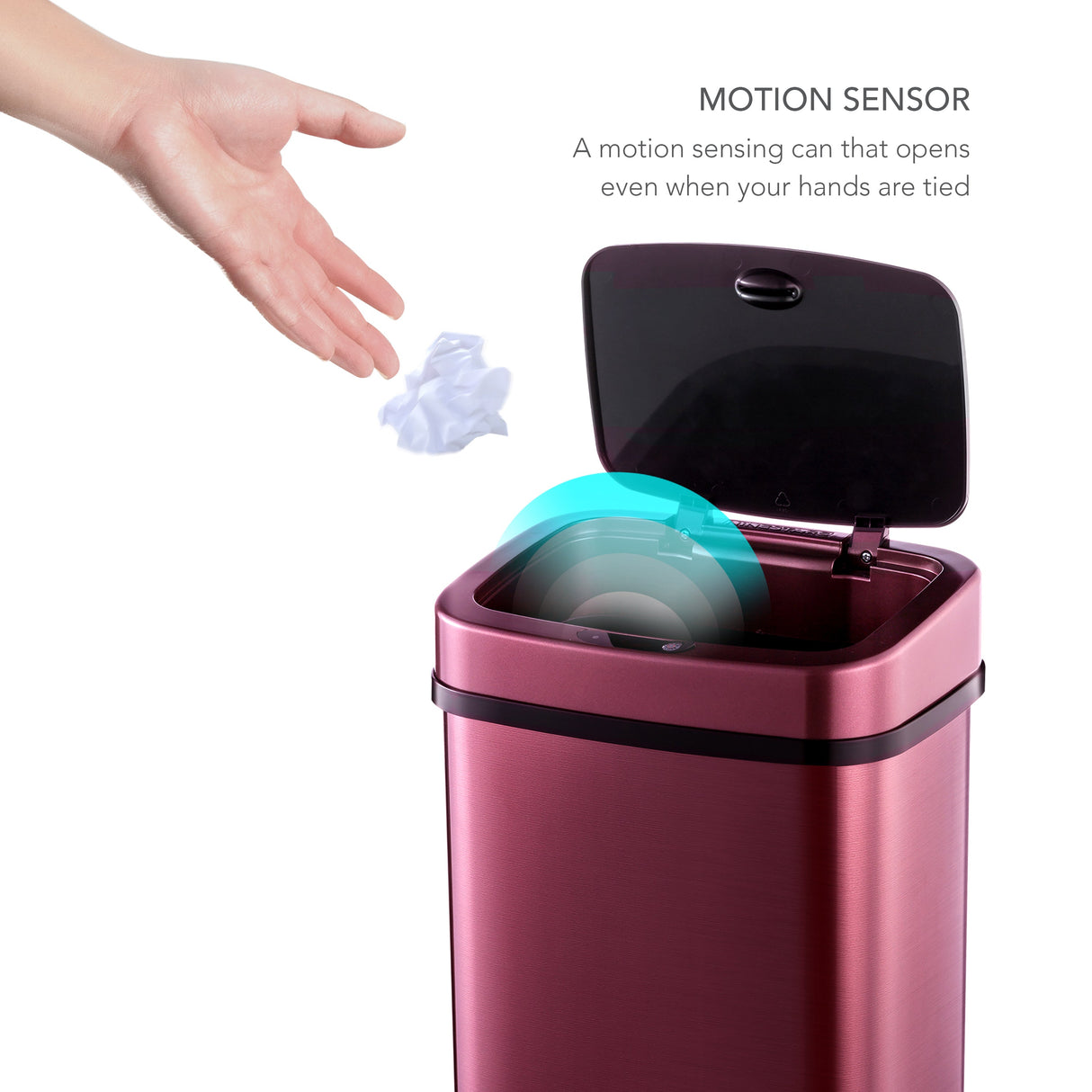 Rectangular Motion Sensor Trash Can 3.2 Gallon Stainless Steel | DZT-12-5