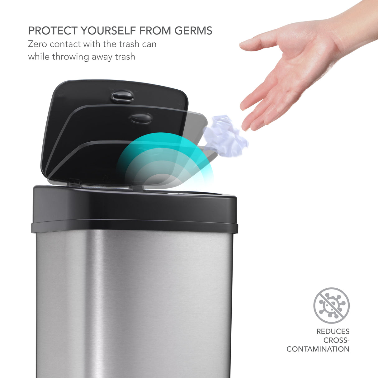 Rectangular Motion Sensor Trash Can 3.2 Gallon Stainless Steel | DZT-12-5