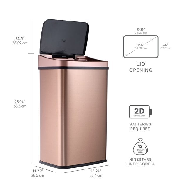 Rectangular Motion Sensor Trash Can 13.2 Gallon | DZT-50-28