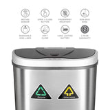 Dual Compartment Motion Sensor Trash Can 18.5 Gallon | DZT-70-11R